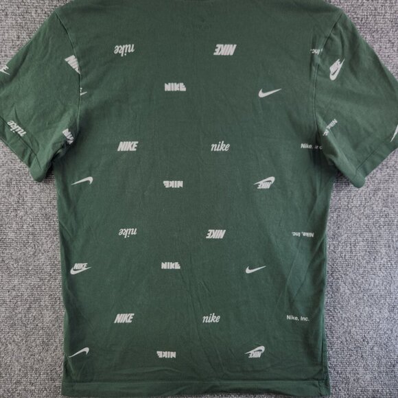 The Nike Tee Small Green Short Sleeve Silver Logo Print Tshirt Swoosh All Cotton - Picture 16 of 16
